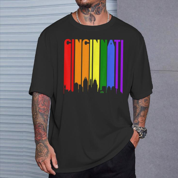 Cincinnati Ohio Downtown Rainbow Lgbt Gay Pride T-Shirt Gifts for Him