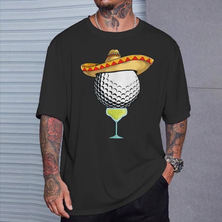Cinco De Mayo Golf Ball With Sombrero And Margarita Golfer T-Shirt Gifts for Him