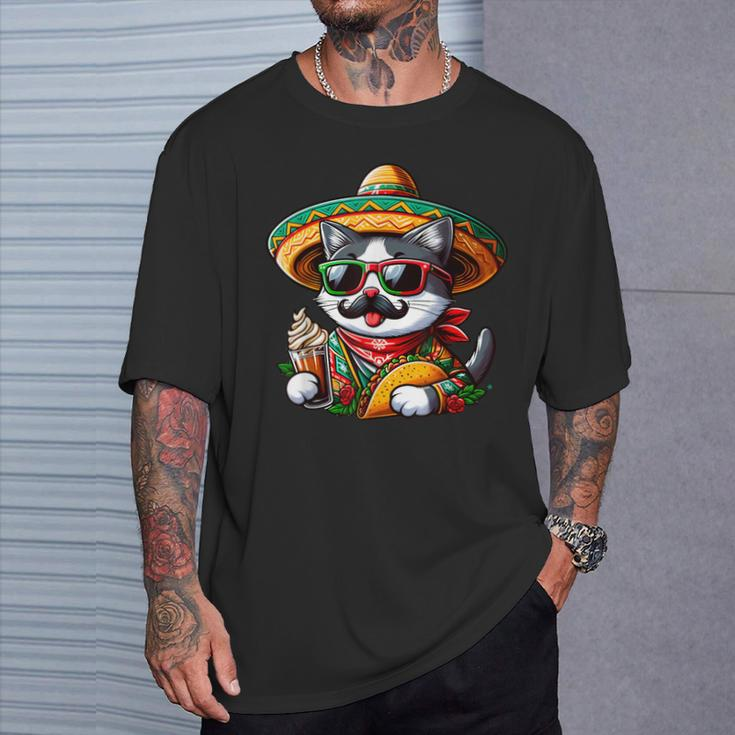 Cinco De Meow Cat Taco Mexican Fiesta T-Shirt Gifts for Him