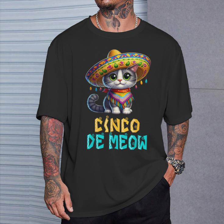 Cinco De Meow With Smiling Cat Lover T-Shirt Gifts for Him