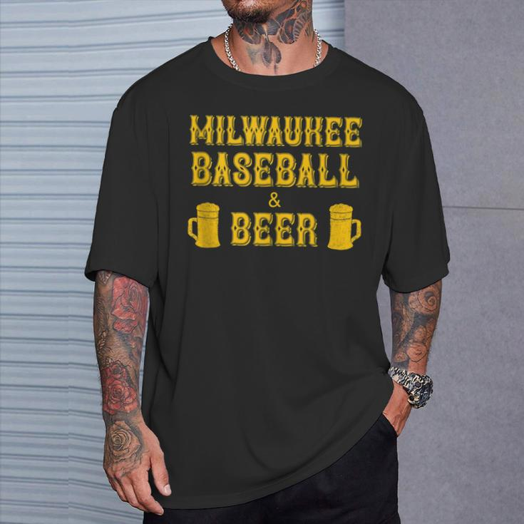 Classic Milwaukee Baseball & Beer Fan Retro Vintage T-Shirt Gifts for Him