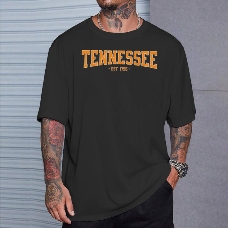 Classic Tn Orange Print Retro Varsity Vintage Tennessee T-Shirt Gifts for Him