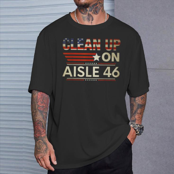 Clean Up On Aisle 46 Anti Biden Social Club American Flag T-Shirt Gifts for Him