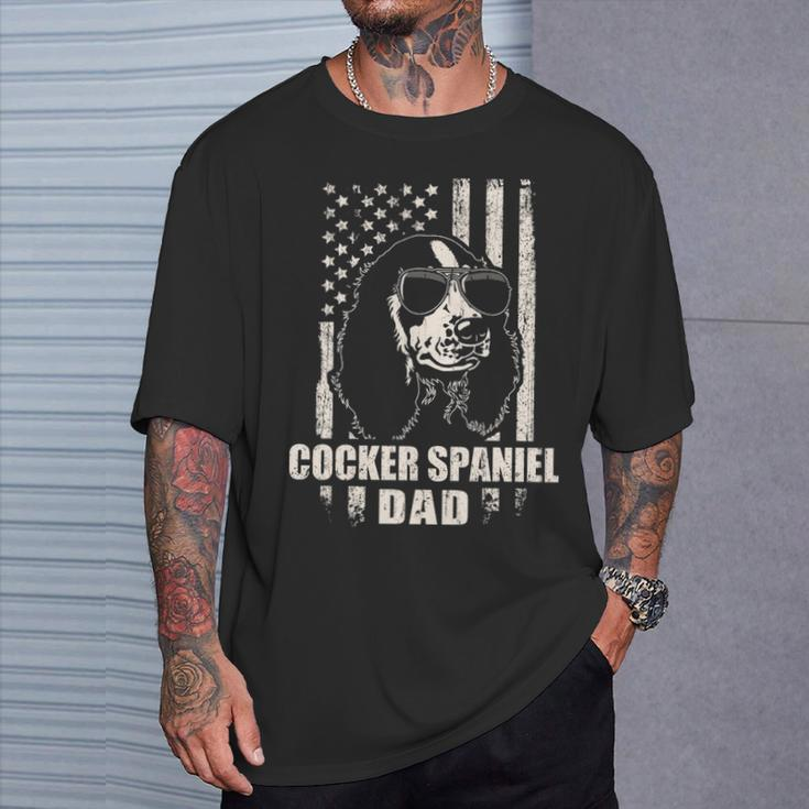 Cocker Spaniel Dad Cool Vintage Retro Proud American T-Shirt Gifts for Him