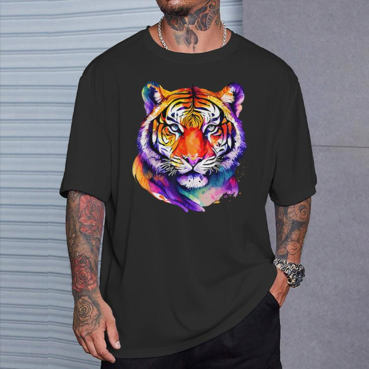 Colorful Tiger Face Neture Wild Animal Pet Lovers Men's T-Shirt Gifts for Him