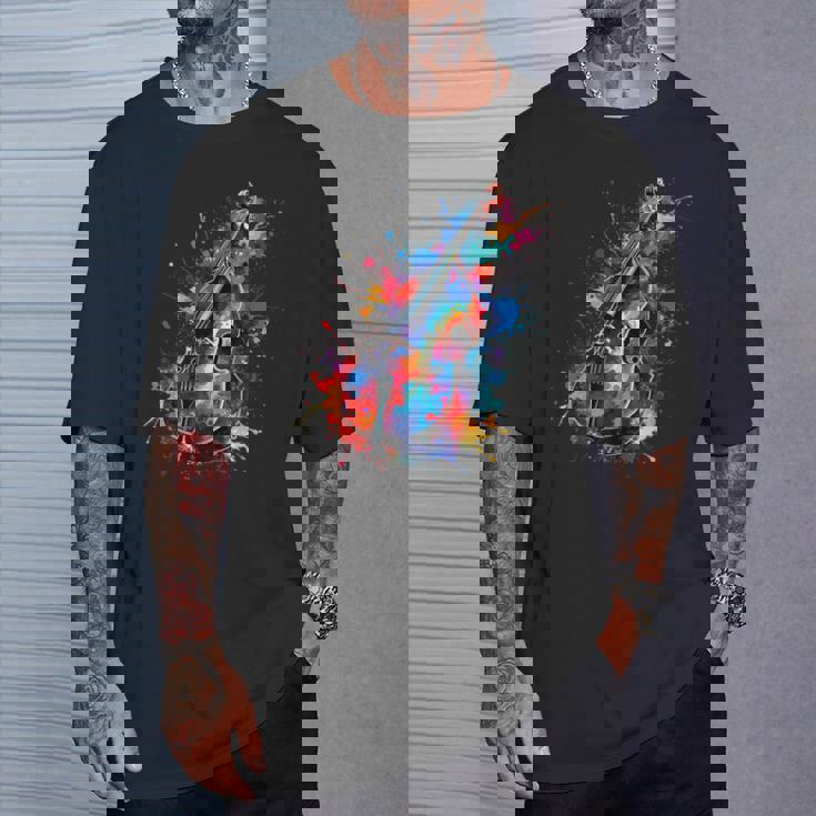 Contrabajista De Contrabajista De Arte Pop Colorido Camiseta unisex Regalos para él