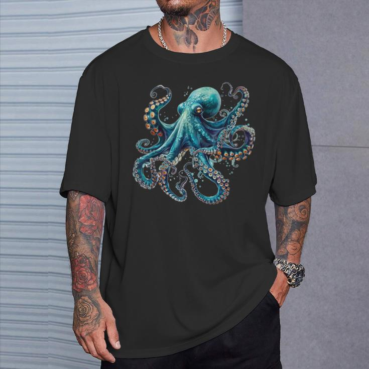 Cool Blue Octopus T-Shirt Gifts for Him
