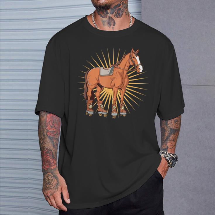 Cool Horse Farm Animal Roller Skating T-Shirt Gifts for Him