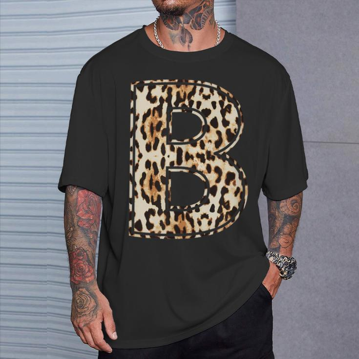 Cool Letter B Initial Name Leopard Cheetah Print T-Shirt Gifts for Him