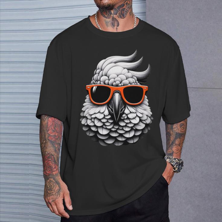 Cooler Kakaduogel Trägt Sonnenbrille Grafik Kunst T-Shirt Geschenke für Ihn