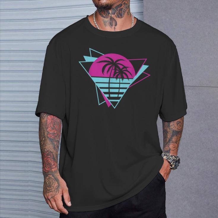 Cooler Synthie 80Er Synthwave Sonnenuntergang Retro- T-Shirt Geschenke für Ihn