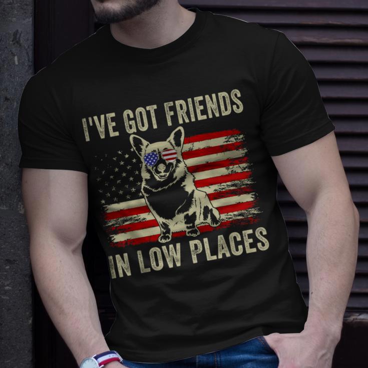 Corgi I've Got Friends In Low Places Pembroke Welsh Lover T-Shirt Gifts for Him