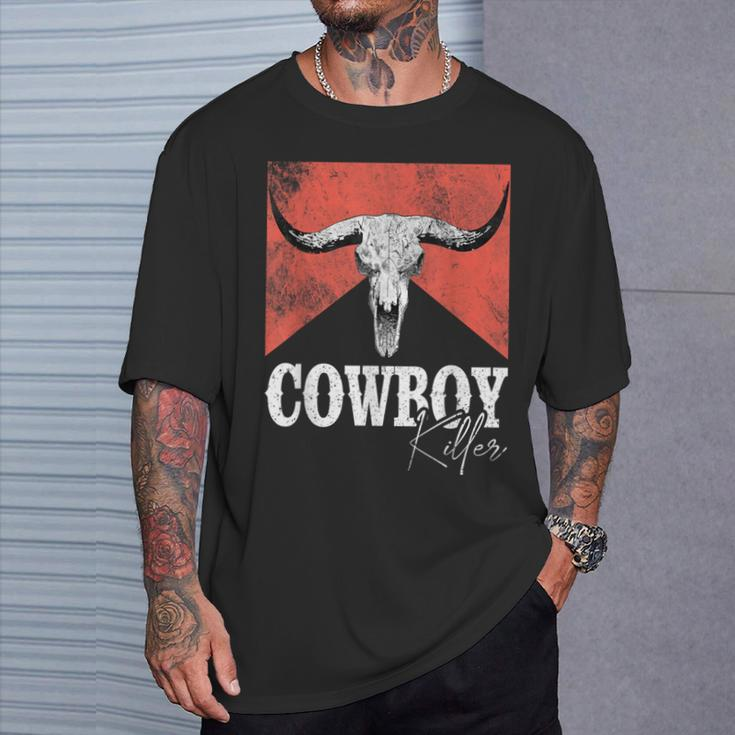 Cowboy Killers Bull Skull Howdy Punchy Western Country Music T-Shirt Gifts for Him