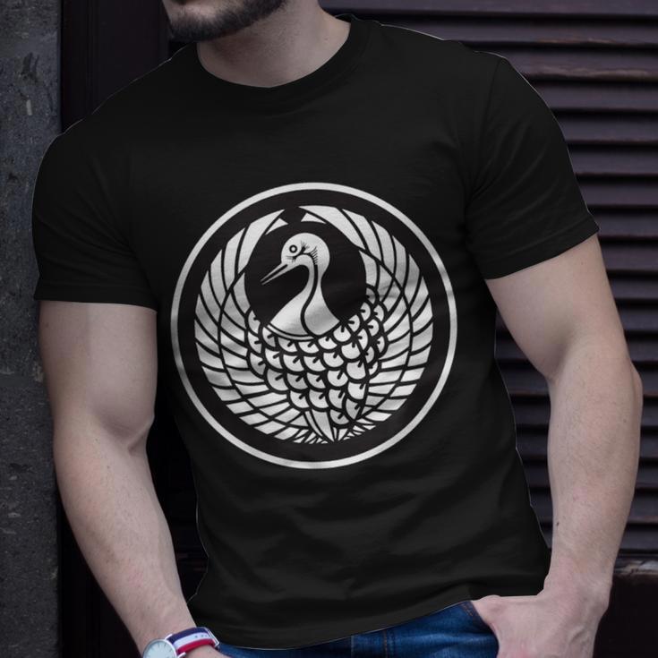 Crane Crest Of Mori Clan Japanese Kamon Mon T-Shirt Gifts for Him