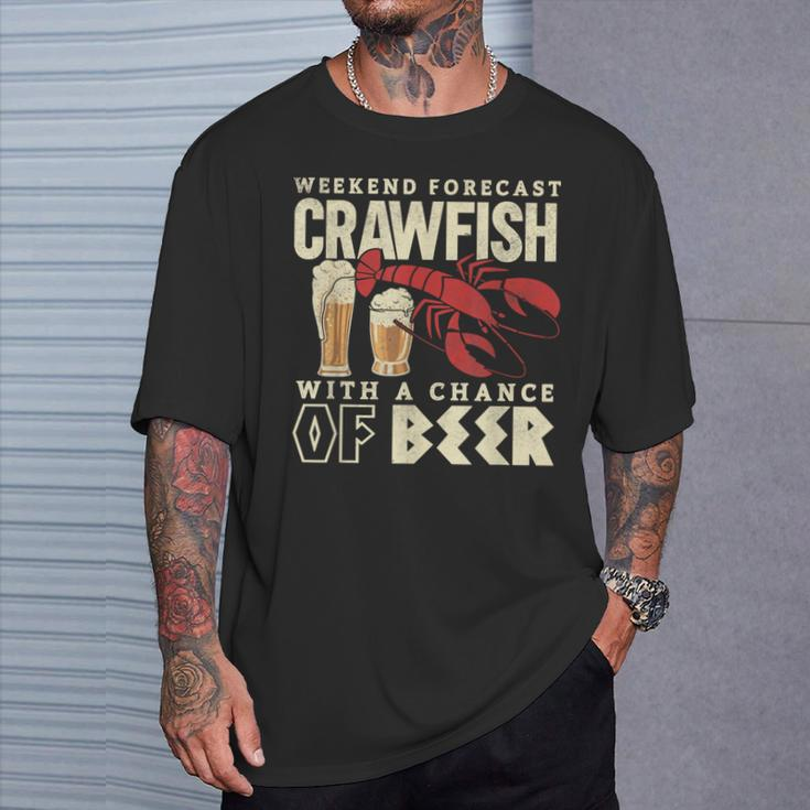 Crawfish Boil Weekend Forecast Cajun Beer Festival T-Shirt Gifts for Him