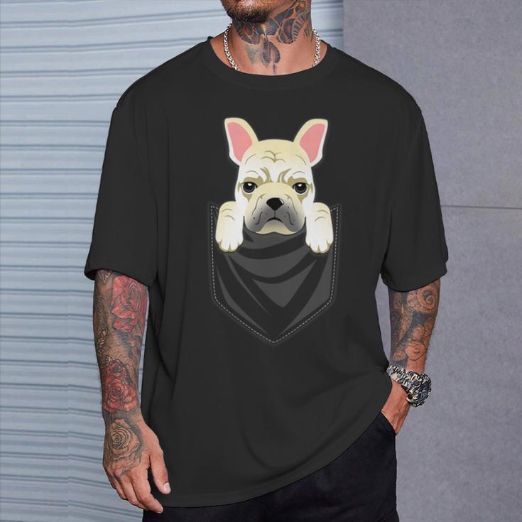 Cream French Bulldog Pocket Graphic Dog T-Shirt Gifts for Him