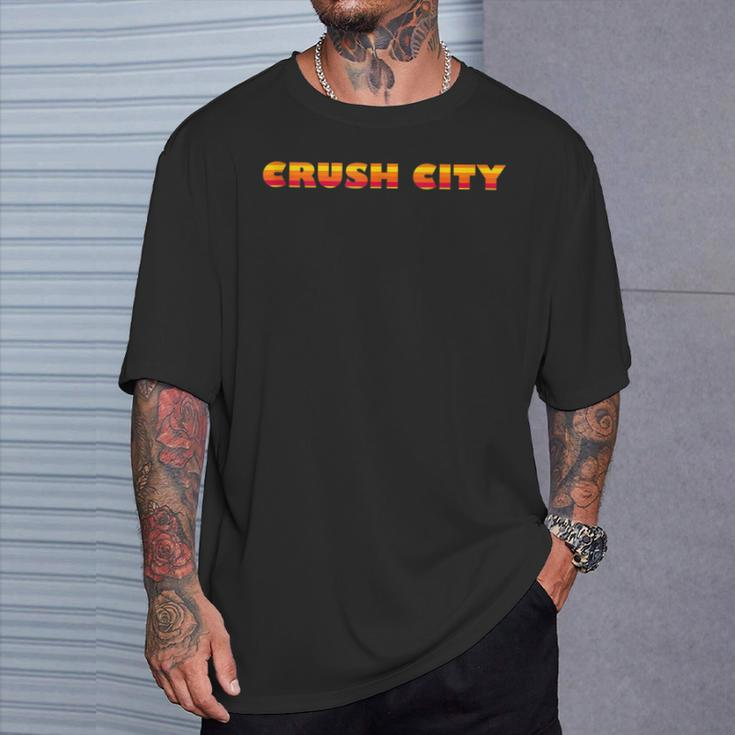 Crush City Houston Signature Orange Stripes T-Shirt Gifts for Him