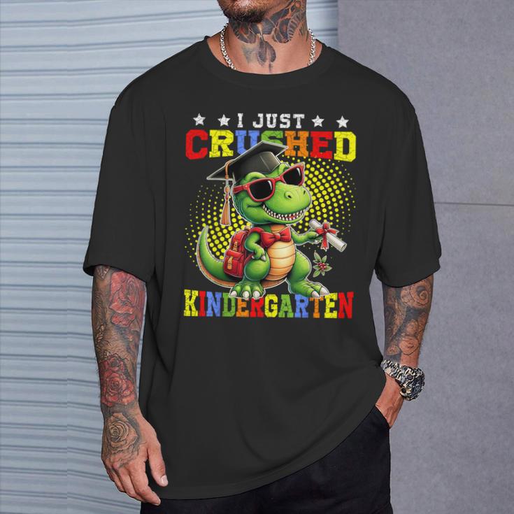 I Crushed Kindergarten Dinosaur Kindergarten Graduation 2024 T-Shirt Gifts for Him