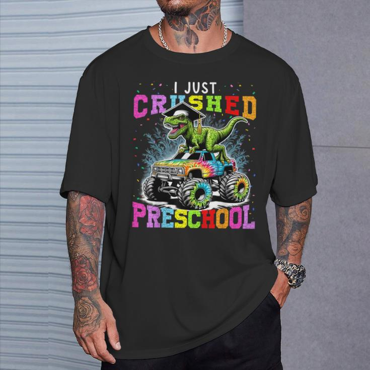 I Crushed Preschool Dinosaur Monster Truck Graduation 2024 T-Shirt Gifts for Him