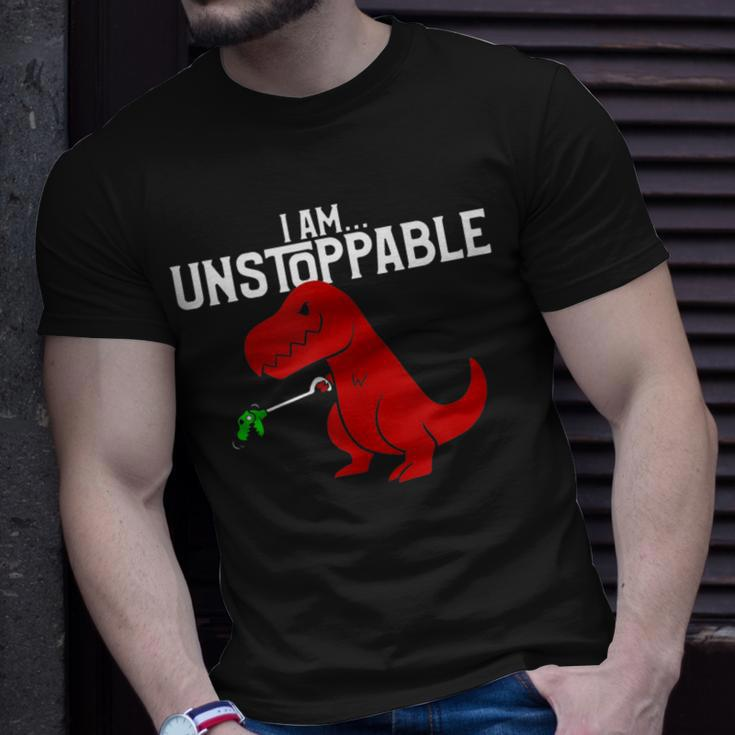 Cute & I Am Unstoppable T-Rex Dinosaur Pun T-Shirt Gifts for Him