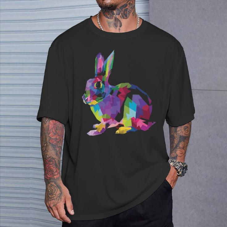 Cute Bunny Colorful Artistic Rabbit Lovers Cute Owners T-Shirt Gifts for Him