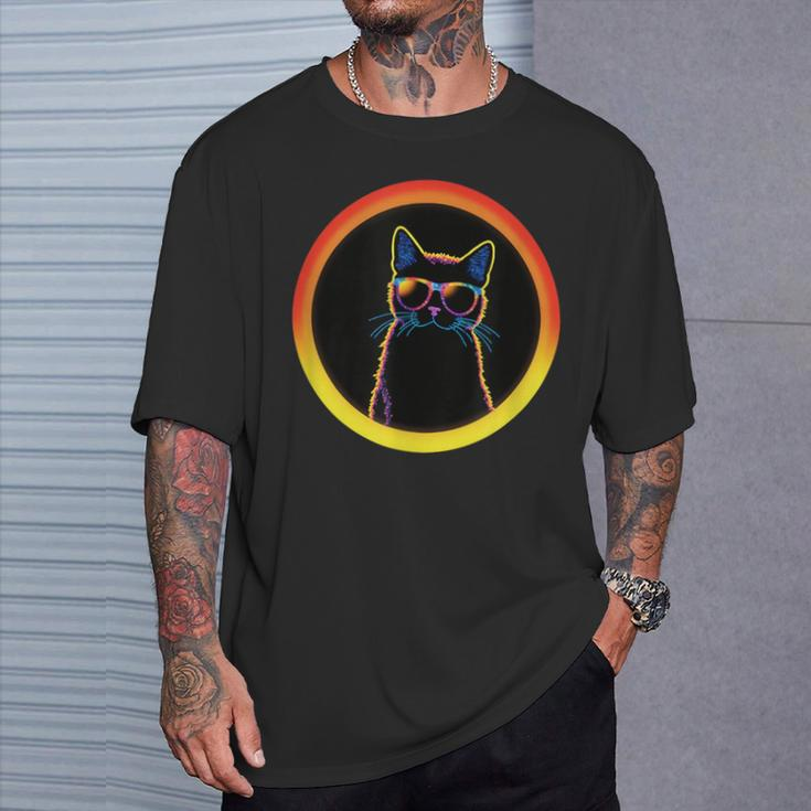 Cute And Cat Wearing Eclipse Glasses T-Shirt Gifts for Him