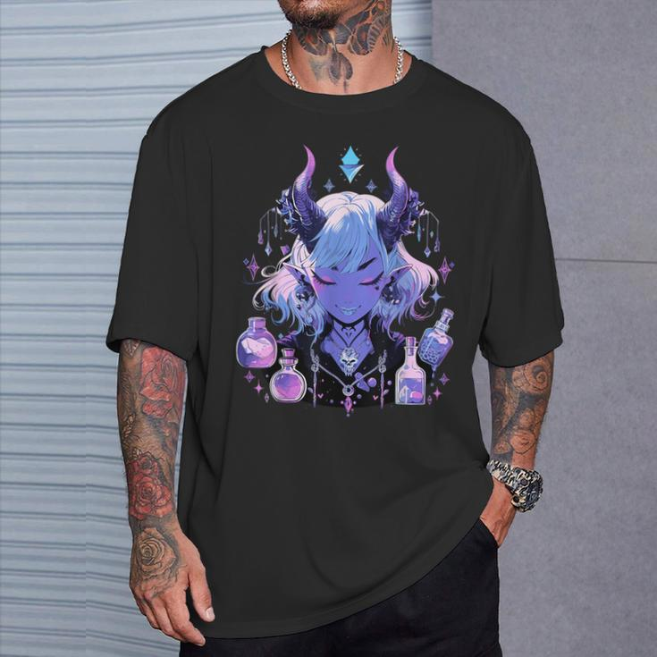 Cute Kawaii Witchy Demonic Lady Crystal Alchemy Pastel Goth T-Shirt Gifts for Him