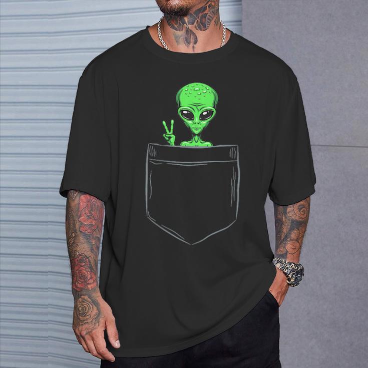 Cute Little Alien In Pocket Vintage Universe Ufo Idea T-Shirt Gifts for Him