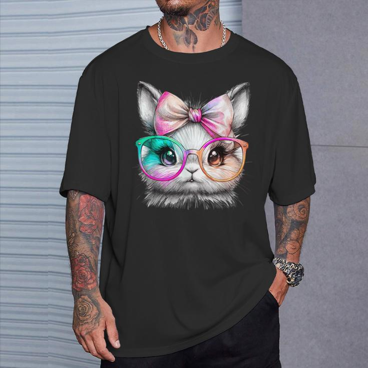 Cute Rabbit With Glasses Tie-Dye Easter Day Bunny T-Shirt Gifts for Him