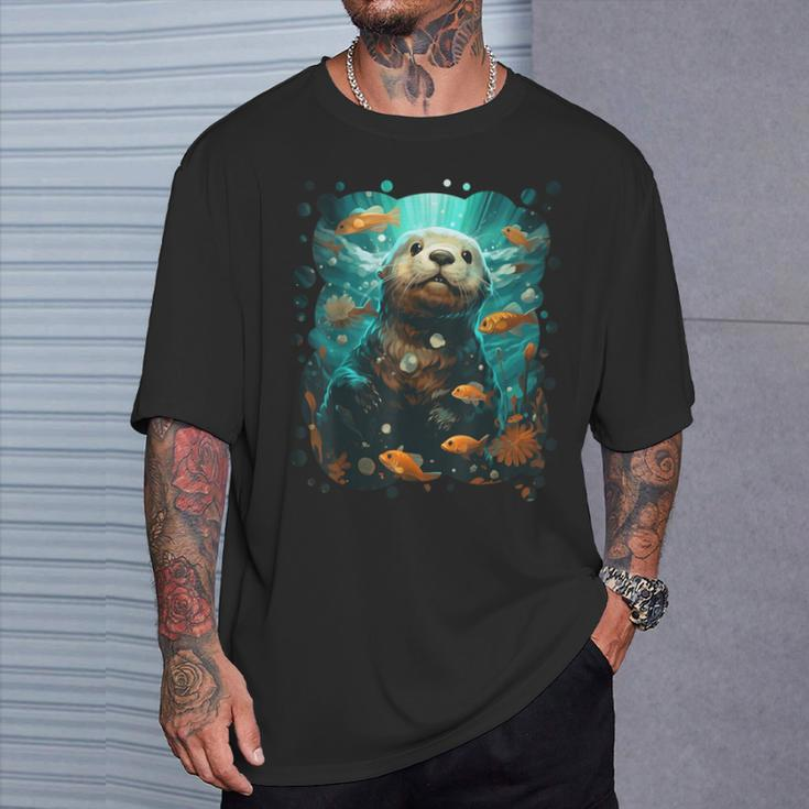 Cute Sea Otter Animal Nature Lovers Graphic T-Shirt Gifts for Him