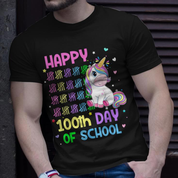 Cute Unicorn Happy 100Th Day Of School Unicorn Girls Teacher T-Shirt Gifts for Him