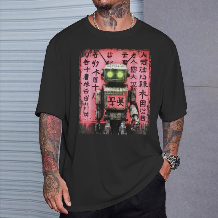 Cyberpunk Japanese Cyborg Futuristic Robot T-Shirt Gifts for Him