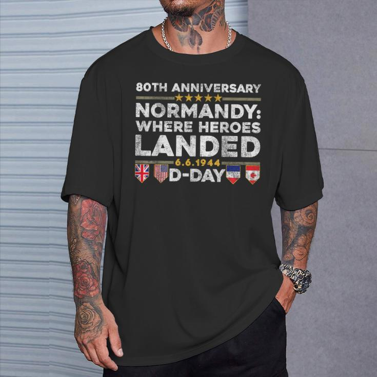 D-Day 80Th Anniversary Normandy Where Heroes Landed Outfit T-Shirt Gifts for Him