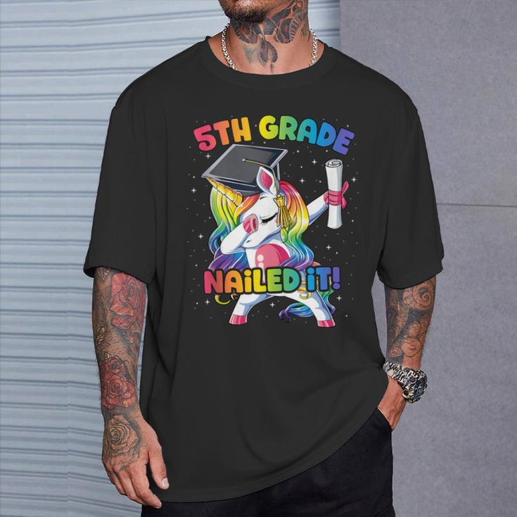 Dabbing 5Th Grade Unicorn Graduation Class Of 2021 Nailed It T-Shirt Gifts for Him