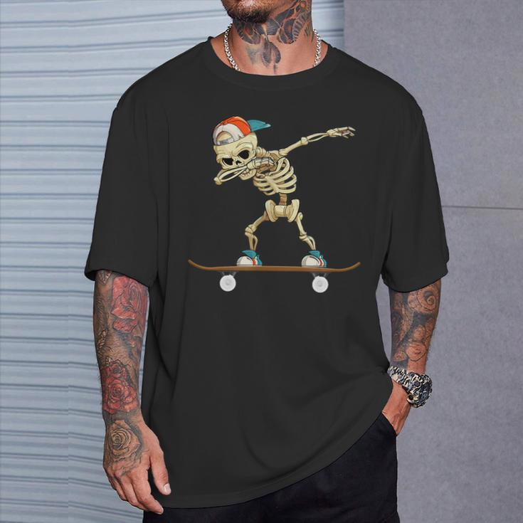 Dabbing Skeleton Skater Black T-Shirt Geschenke für Ihn