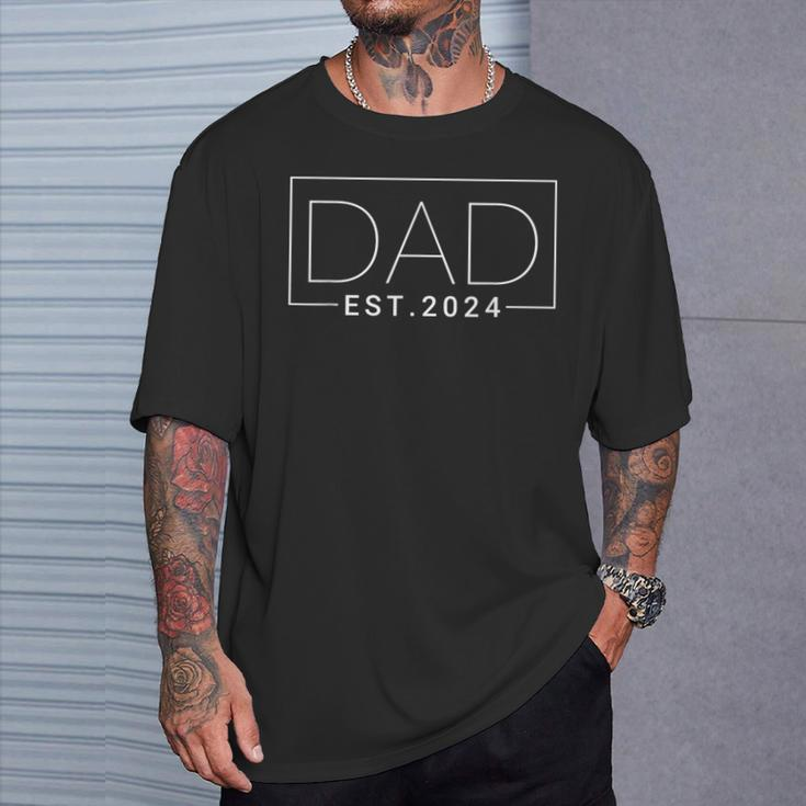 Dad Est 2024 New Dad For Dad Anniversary Father Men T-Shirt Gifts for Him