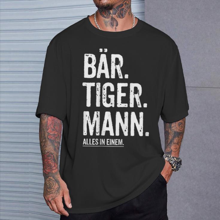 Dad Bear Tiger Man Beard Hipster Dad Beard T-Shirt Geschenke für Ihn