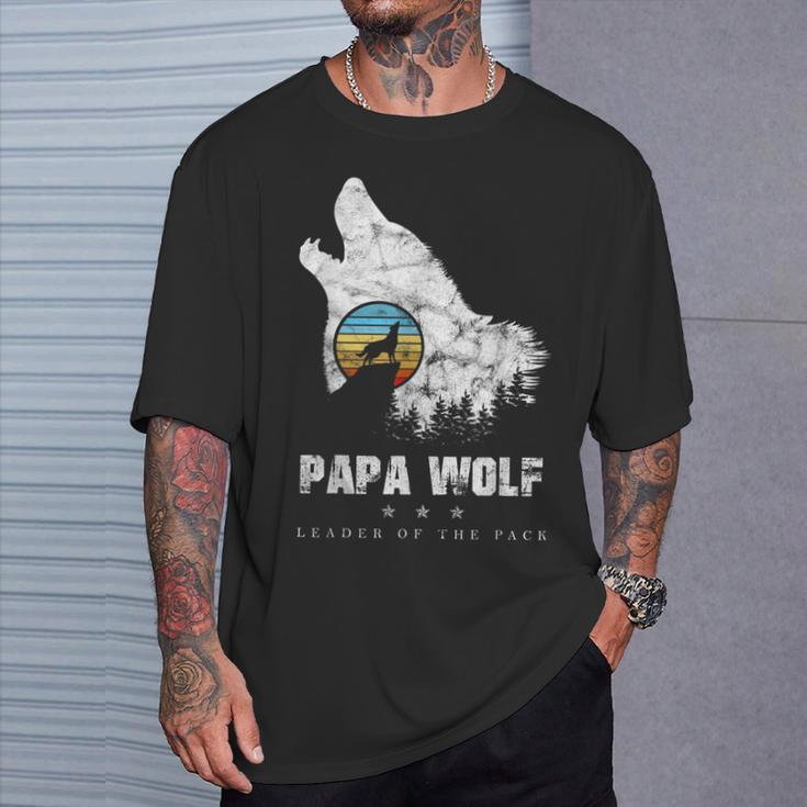 Dad Wolf Rudelführer Father's Day Wolfs intage T-Shirt Geschenke für Ihn