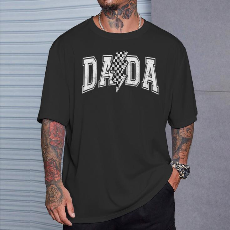 Dada Lightning Bolt Checkered Father's Day Dad Grandpa T-Shirt Gifts for Him