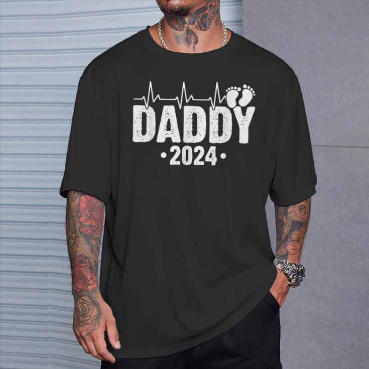 Daddy To Be New Dad First Time Daddy Heartbeat Daddy 2024 T-Shirt Gifts for Him