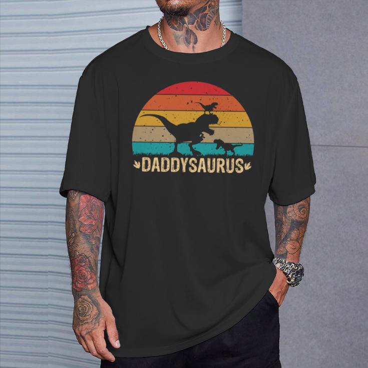 Daddy Saurus T-Rex Retroatertag Dinosaurier Papa T-Rex T-Shirt Geschenke für Ihn