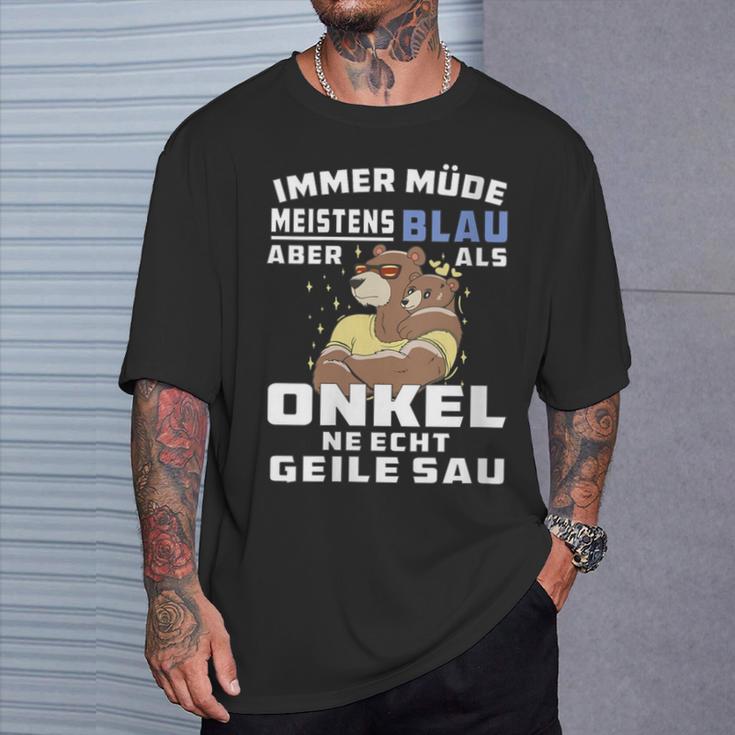 Damen Immer Müde Meistens Blau Onkel Papaatertagater Onkel Mit-Ausschnitt T-Shirt Geschenke für Ihn