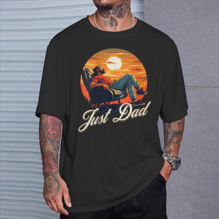 Damen Papa Chillen Und Entspannen Sie Sich Im Sonnenuntergang Mit-Ausschnitt T-Shirt Geschenke für Ihn