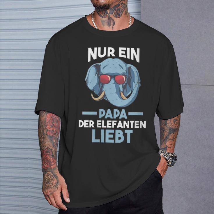 Damen Papaateratertag Elefantpapa Elefant Mit-Ausschnitt T-Shirt Geschenke für Ihn