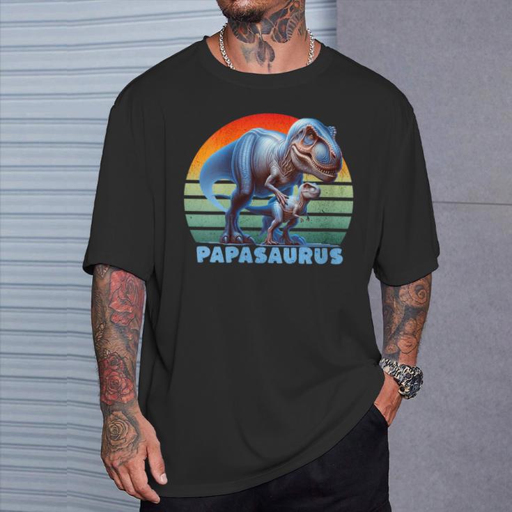 Damen Papasaurusatertag Bester Papa Mit-Ausschnitt T-Shirt Geschenke für Ihn