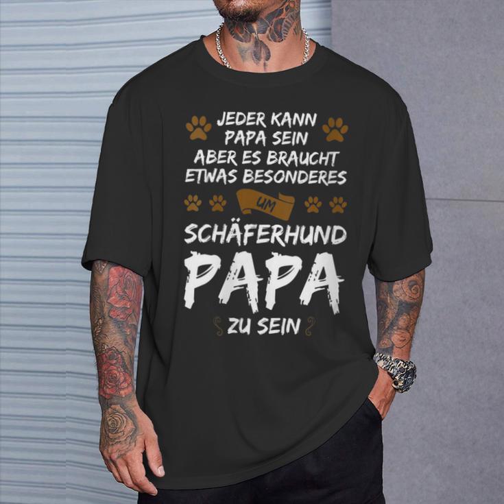 Damen Schäferhund Papa Zu Sein Schäferhund Papa Mit-Ausschnitt T-Shirt Geschenke für Ihn