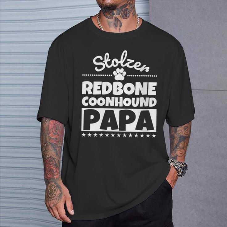 Damen Stolzer Redbone Coonhound Papa Mit-Ausschnitt T-Shirt Geschenke für Ihn