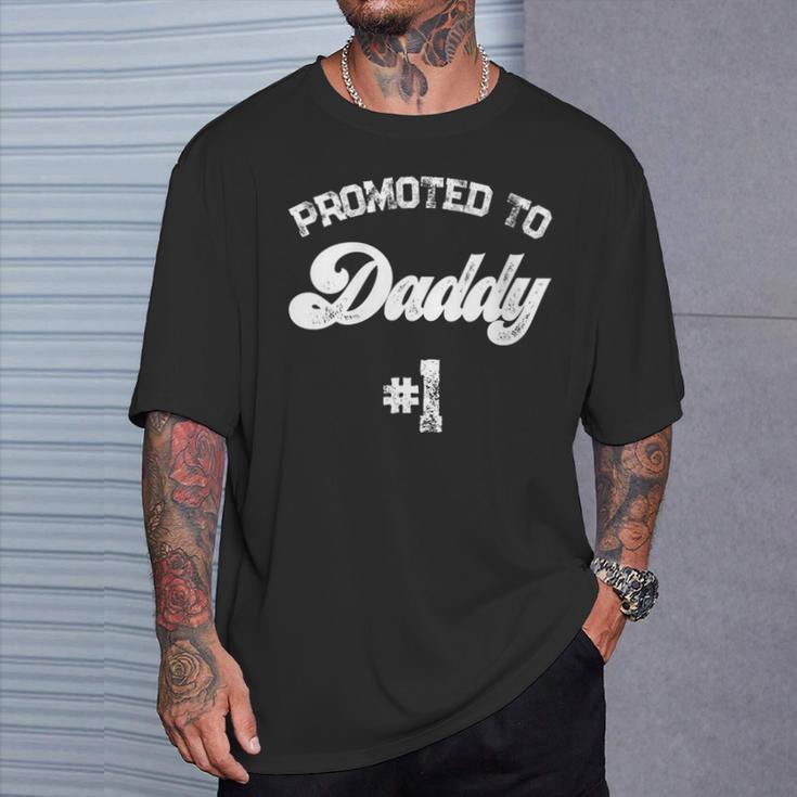 Damen Zum Papa Befördert 1 Lustigeratertag Mit-Ausschnitt T-Shirt Geschenke für Ihn