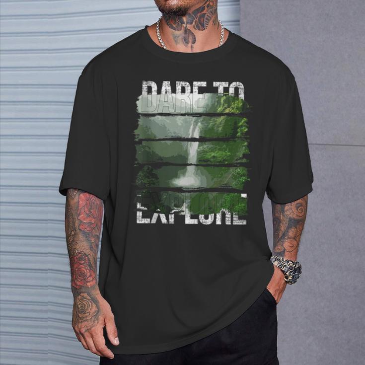 Dare To Explore Waterfall T-Shirt Gifts for Him