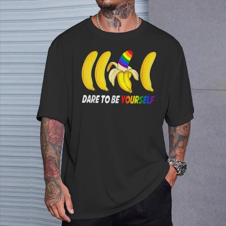 Dare To Be Yourself Bananas Gay Lgbt Pride T-Shirt Gifts for Him